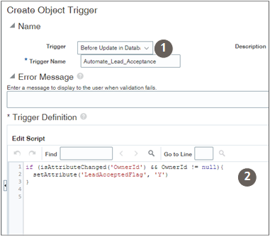 Create Object Trigger page with callouts identifying elements described in the text.