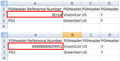Reference number formatted as other than a plain number followed by reference number formatted as a number