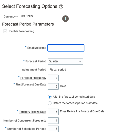 Forecast period parameters