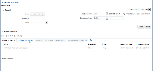 Scheduled Process Scheduling window