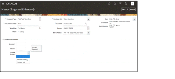 Manage Charges and Estimates
