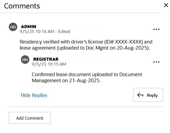 Image showing comments section.