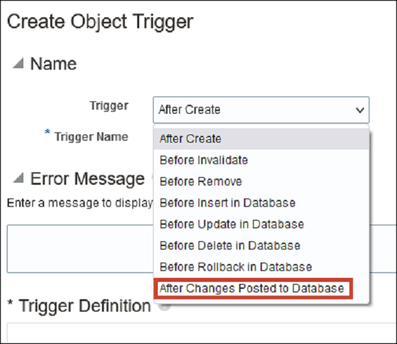 This image shows object triggers