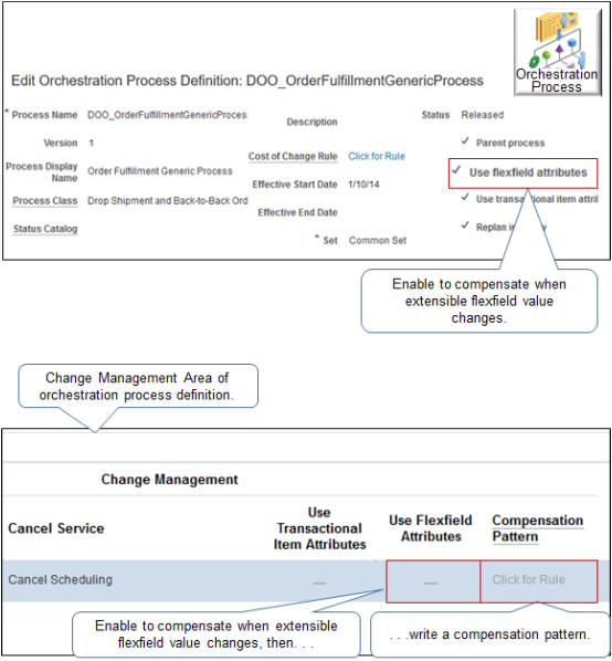 guidelines when you use an extensible flexfield while processing a change order