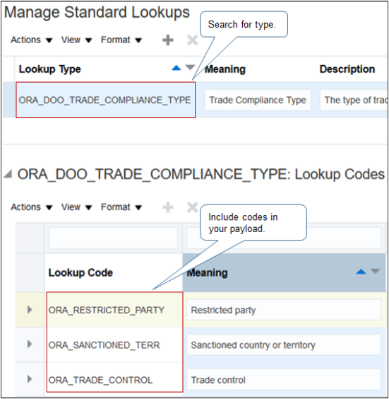 Lookup Codes for Compliance Type