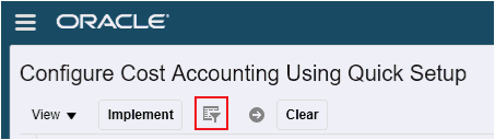 Query by Example icon on the Configure Cost Accounting Using Quick Setup page