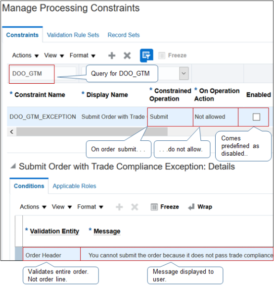 page Manage Processing Constraints in work area Setup and Maintenance