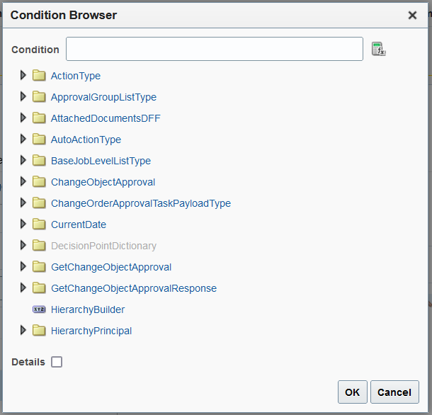 The figure shows the condition browser