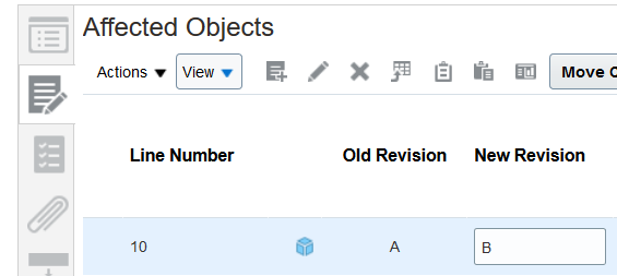 Image that shows old and new revisions before you resolve revision conflicts
