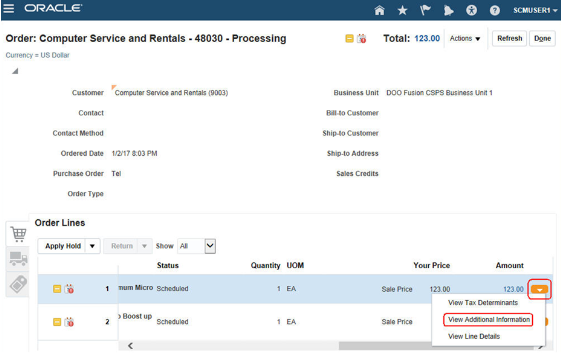 example dialog that displays a View Additional Information menu item