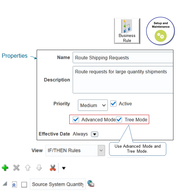 top part of a business rule uses Advanced Mode