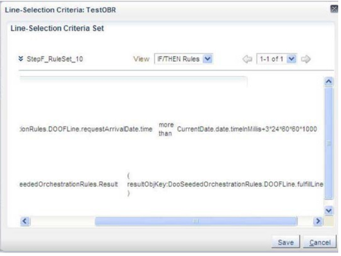 business rule for the line selection criteria in an orchestration process