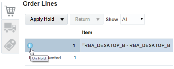 verify that Order Management placed a hold