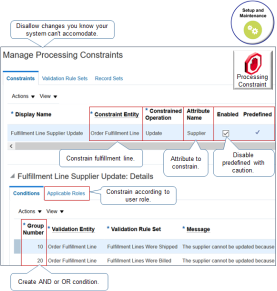 page Manage Processing Constraints