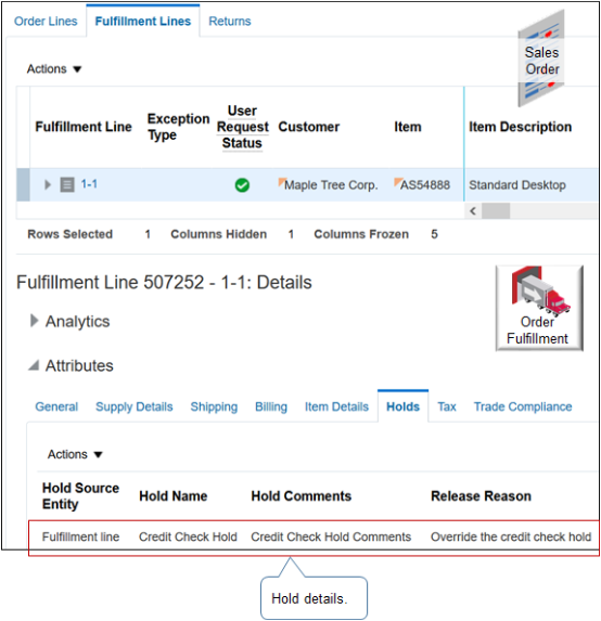 Fulfillment Lines tab