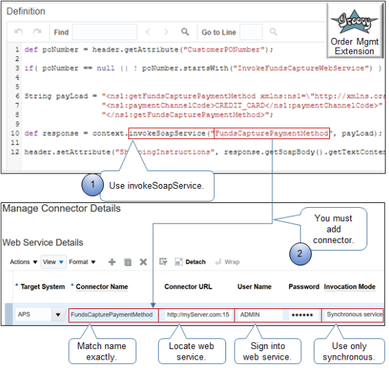 extension that calls a web service