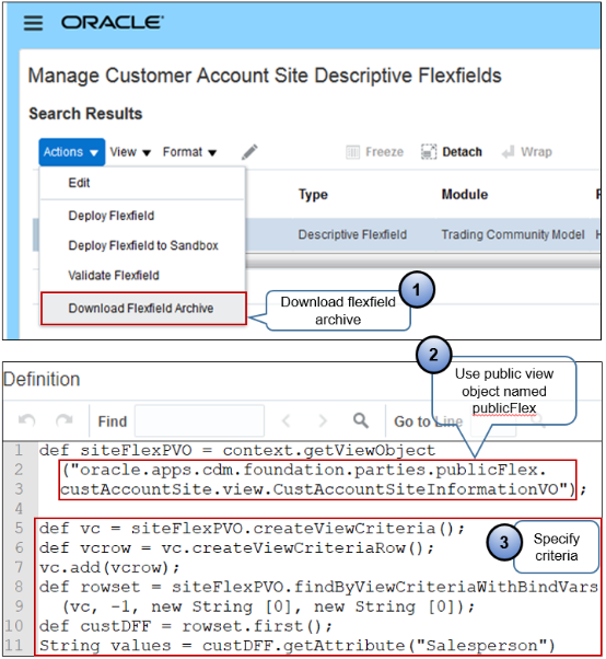 code that Gets Descriptive Flexfields from a Public View Object