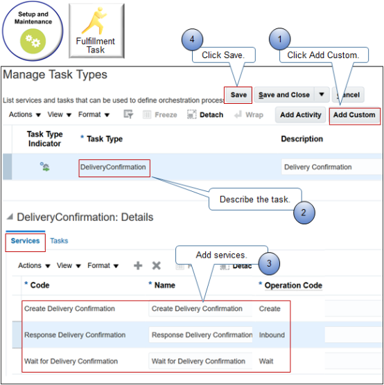 Use the Manage Task Type page in the Setup and Maintenance work area to set up the task type.