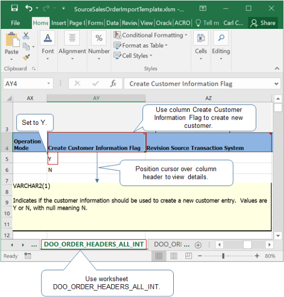 worksheets DOO_ORDER_HEADERS_ALL_INT and DOO_ORDER_ADDRESSES_INT.