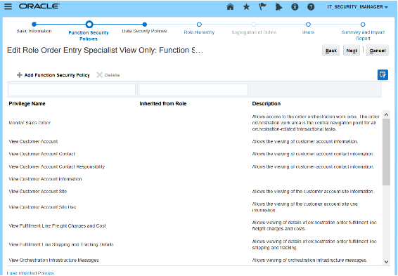 the Function Security Policies page.