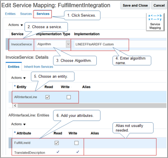 tab Services on service mapping.