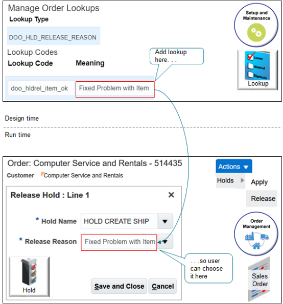 Create a reason that your user can choose to indicate why they released the hold.