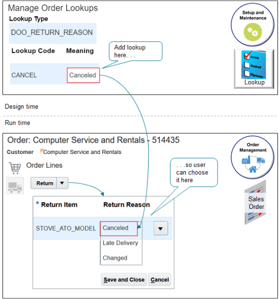 Create a return reason so the Order Entry Specialist can select it when returning an order line.