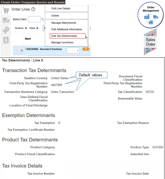 Here's an example that sets some default values, such as setting the default value for the Taxation Country attribute to United States: