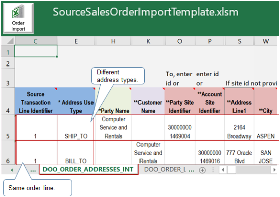 Setting Bill-to and Ship-to On the Same Order Line.