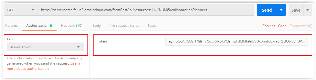 Passing of the authorization and authentication information in Postman. Passing of the authorization and authentication information in Postman.