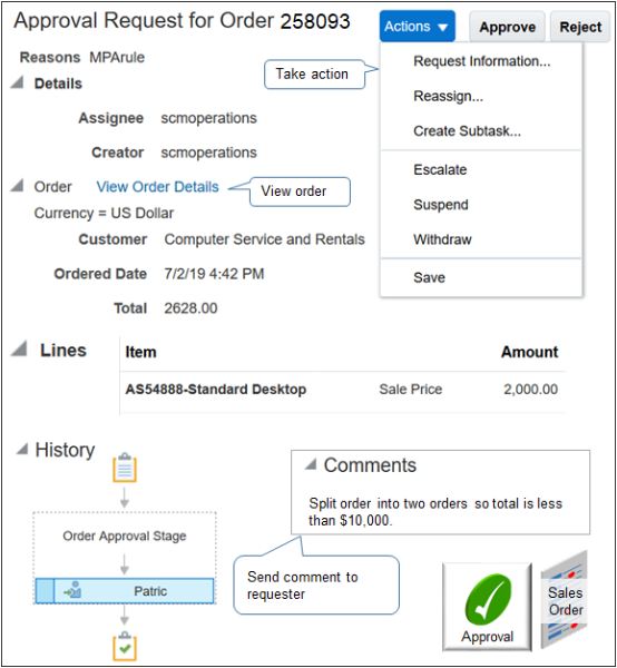 Use the Approval Request page to get details.