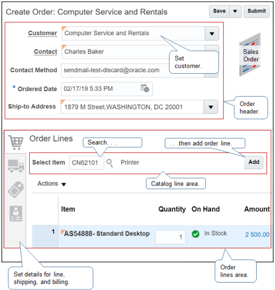 example of a sales order you can create