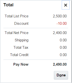 values in the Total dialog