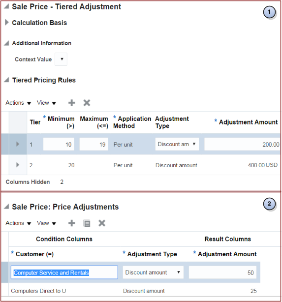 diagram that illustrates how you can add tier pricing and a pricing matrix to adjust the price for this computer in two different ways