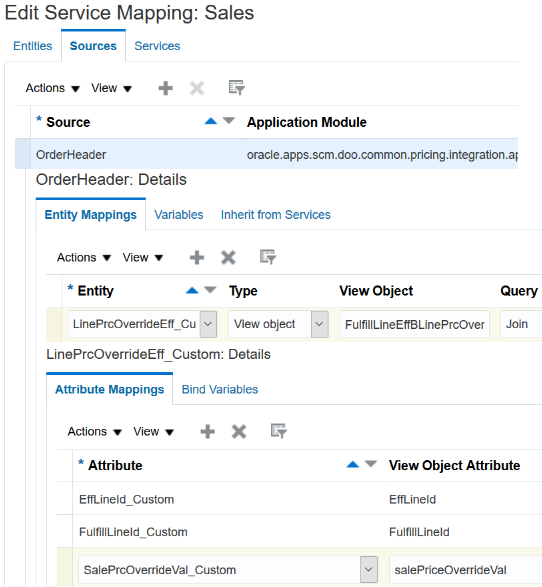 step that configures Pricing to read extensible flexfield values from the public view object that Order Management sends to Pricing