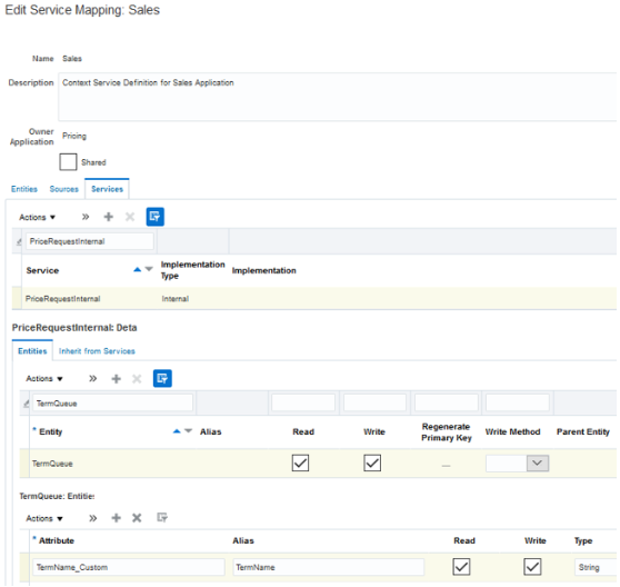 TermQueue entity of the PriceRequestInternal service