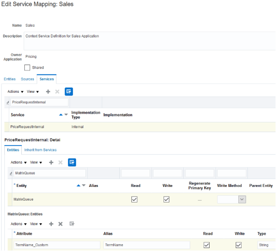 MatrixQueue entity of the PriceRequestInternal service