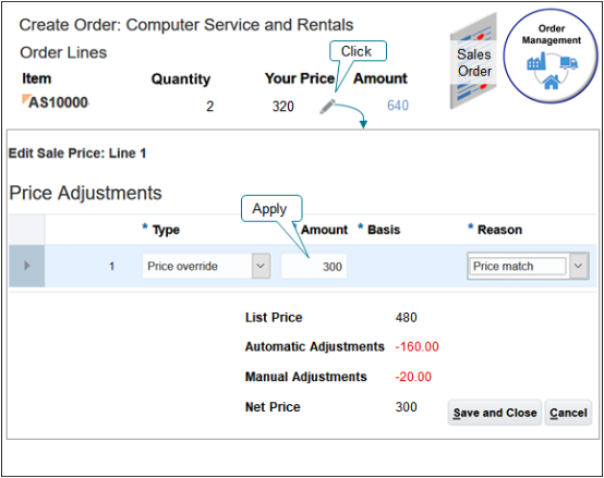 Assume your competitor offers a similar product, so you apply a manual price adjustment to match that price.