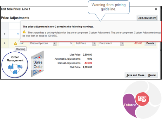 Use a pricing guideline to control changes your users make that affect price.