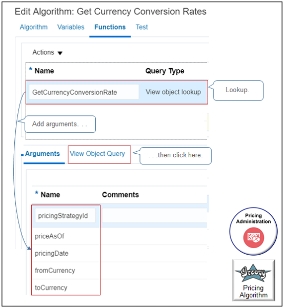 example of a step that uses a view object lookup to call a function.