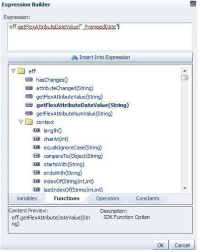 tab Functions in dialog Expression Builder