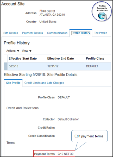 select a value for attribute Payment Terms.