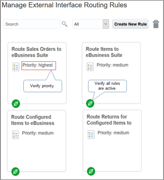 rule that Routes Sales Orders to eBusiness Suite to the highest priority.