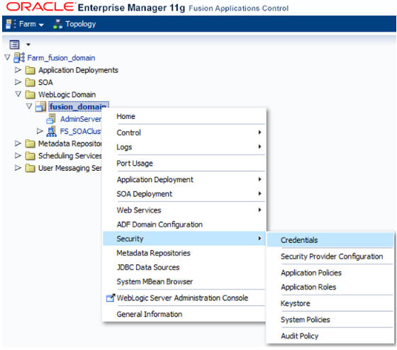 Add the user and password that the connector on SOA server must use to call Order Management.