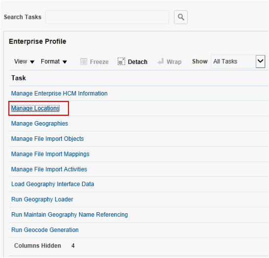 Manage Locations Link