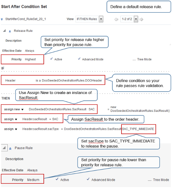 guidelines when you define the release rule