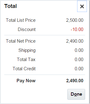 values in the Total dialog