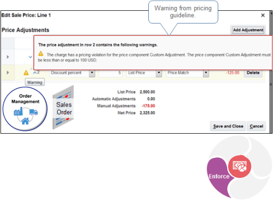 Use a pricing guideline to control changes your users make that affect price.