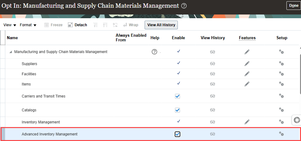 Enable Advanced Inventory Management