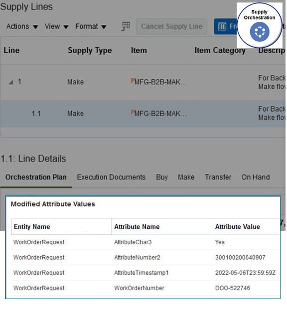 Here's an example that illustrates how you can use a service mapping to display modified values for various attributes on the WorkOrderRequest entity.